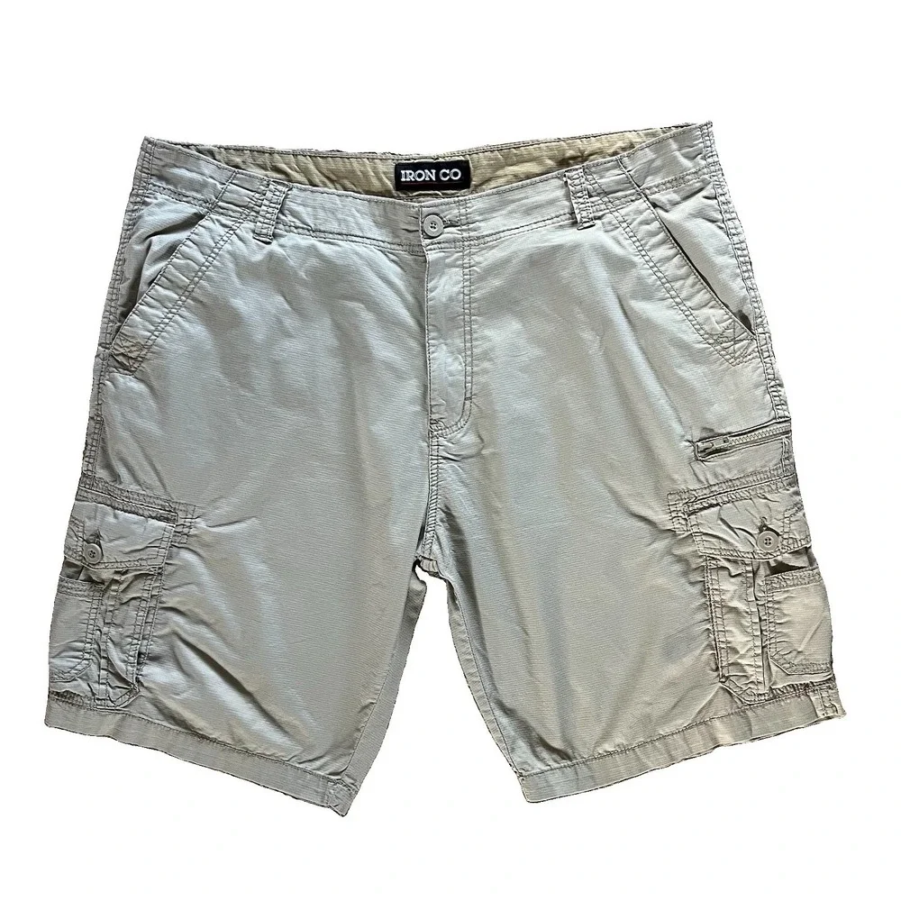 Iron Co Cargo Shorts Mens 40 Khaki Ripstop Stretch Utility Hiking Outdoor 40